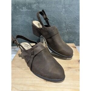 Bella-Vita Shoes Womens Size 8.5 Wide Brown Slingback Mule Faux Suede 51-2040